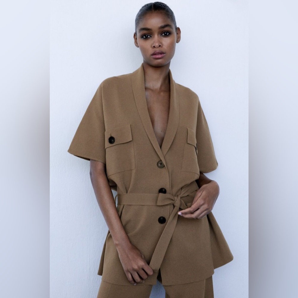 Zara Knit Belted Safari Style Cardigan with buttons
